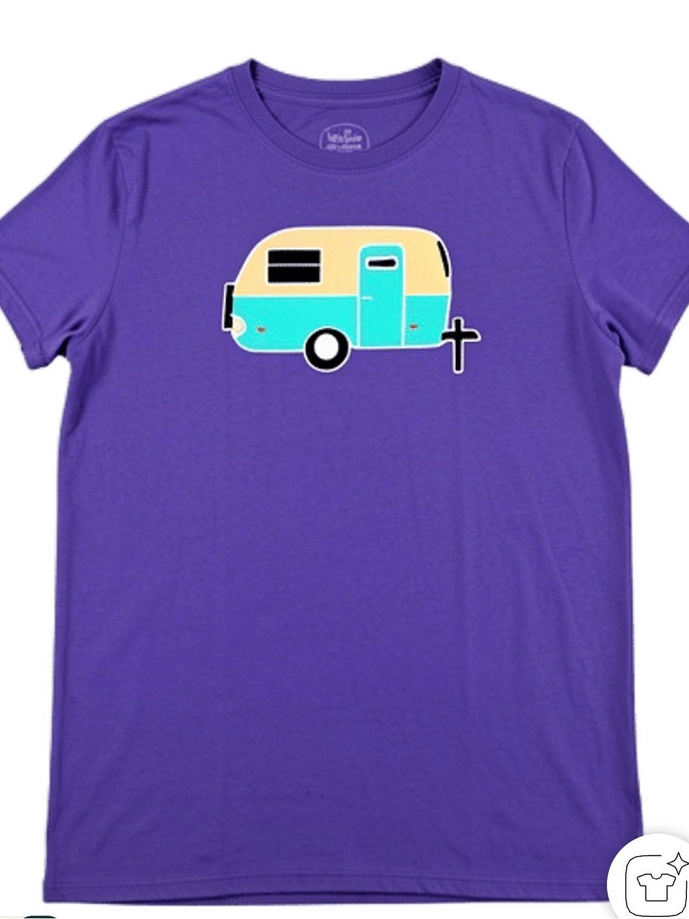 Adult size large Purple Camper Graphic Tee- whistle and flute